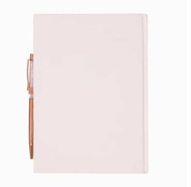 Gratitude Journal Notebook with Rose Quartz Crytal Chip Pen