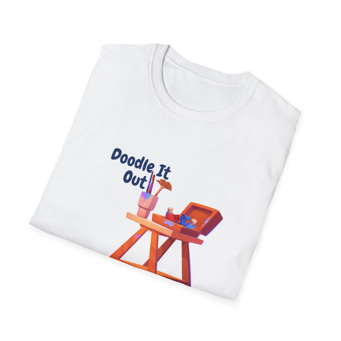 Doodle It Out Art Club Unisex Softstyle T-Shirt, Fun Graphic Tee for Creative Minds, Gift for Kids, Birthday Present, Summer Wear
